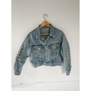 Vintage 90s Guess Embroidered Denim Jean Jacket Small